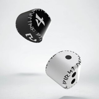 D2&D4 Runic Dice: 1x White & black D2 + 1x Black&white D4 (2)