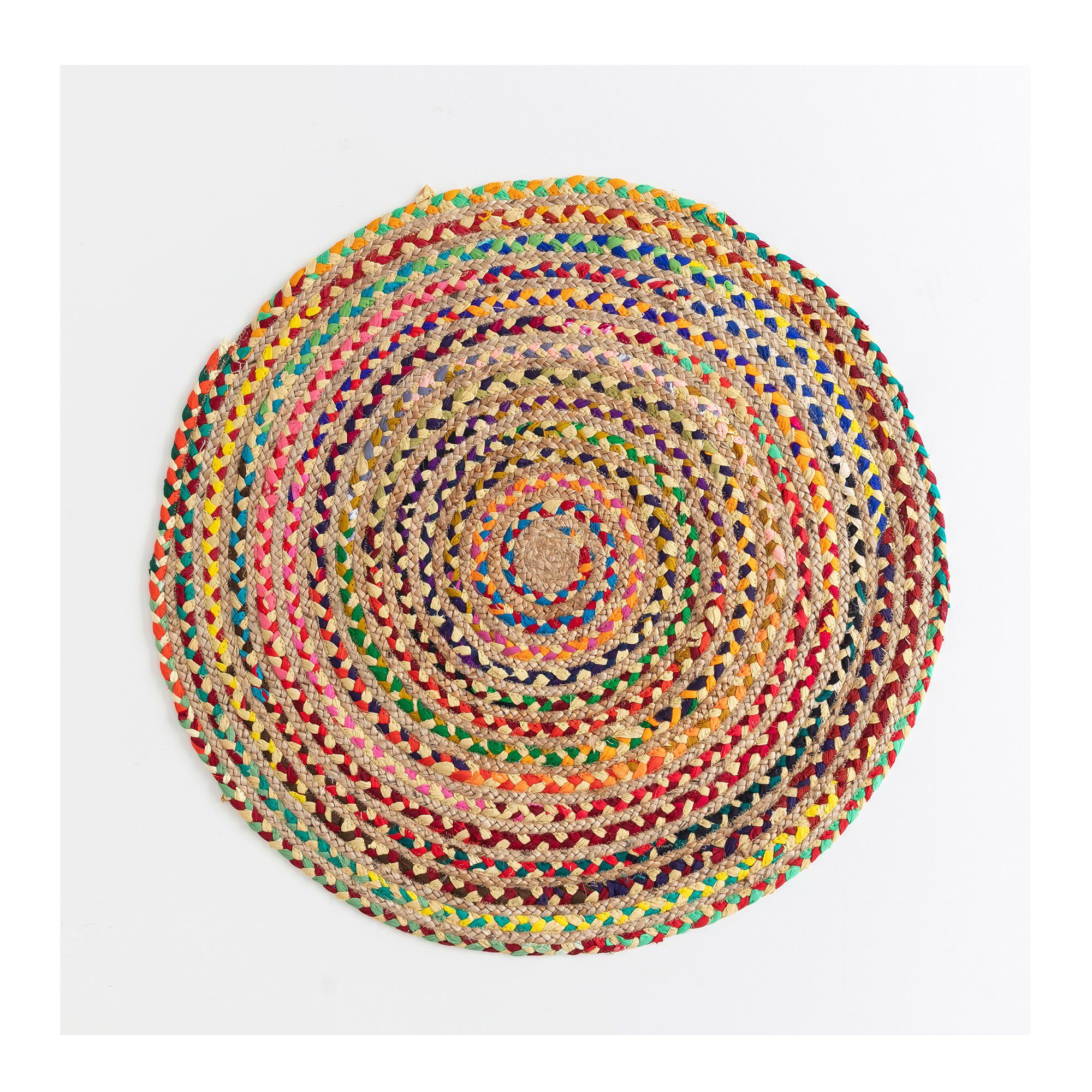 Tapis rond en jute et coton