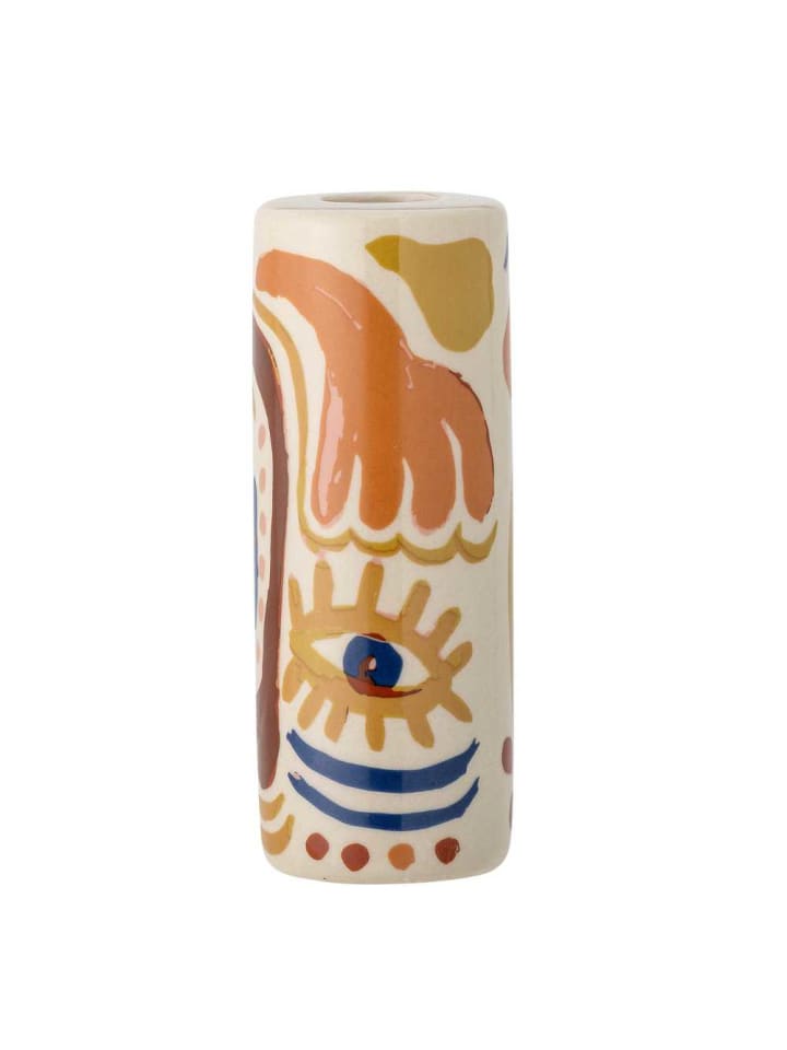 Bloomingville Kerzenhalter HORUS Natur mit Aufdruck Orange Blau 13x5 cm günstig kaufen onesize