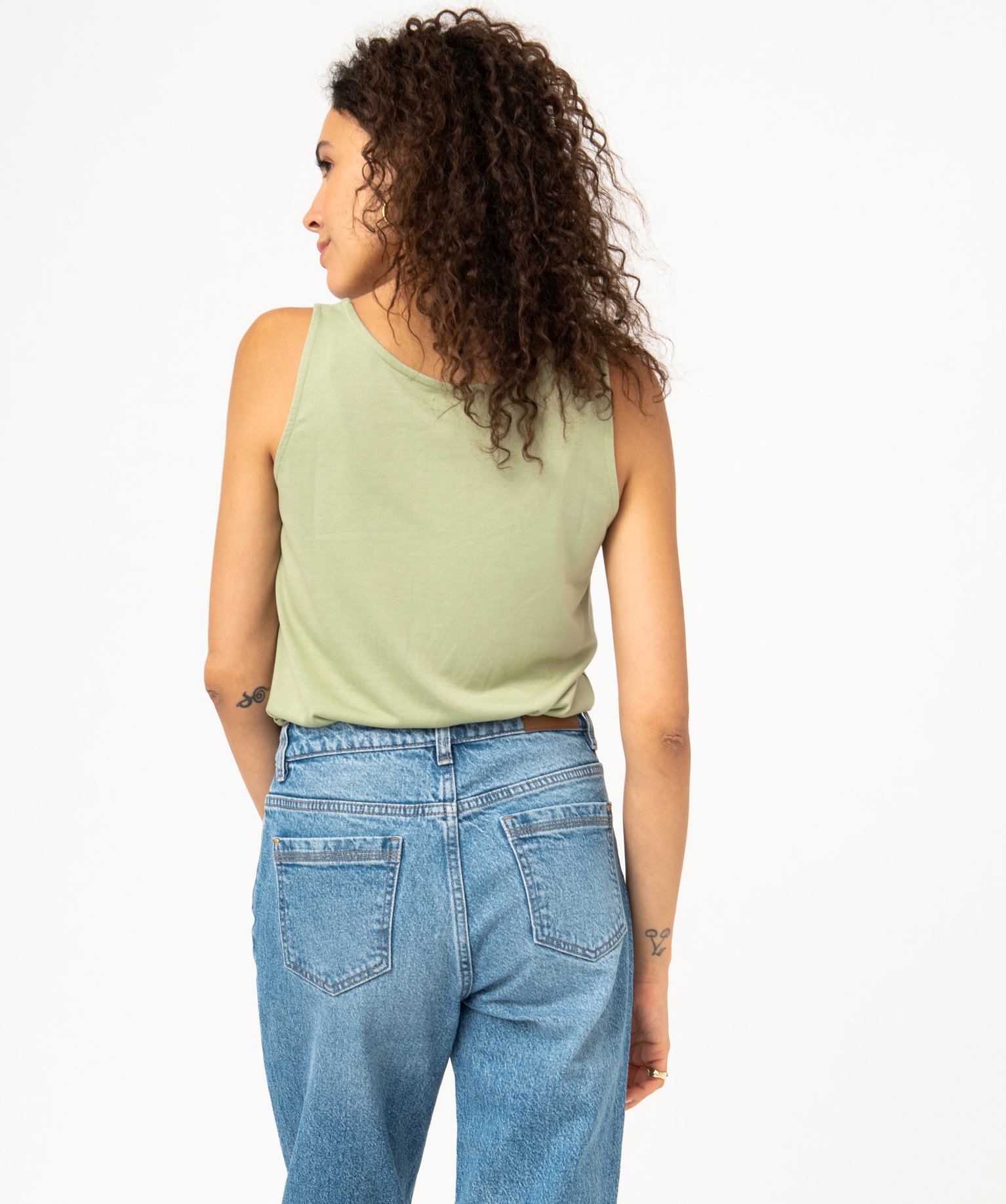 Débardeur à col rond avec motif positif femme kaki | GEMO