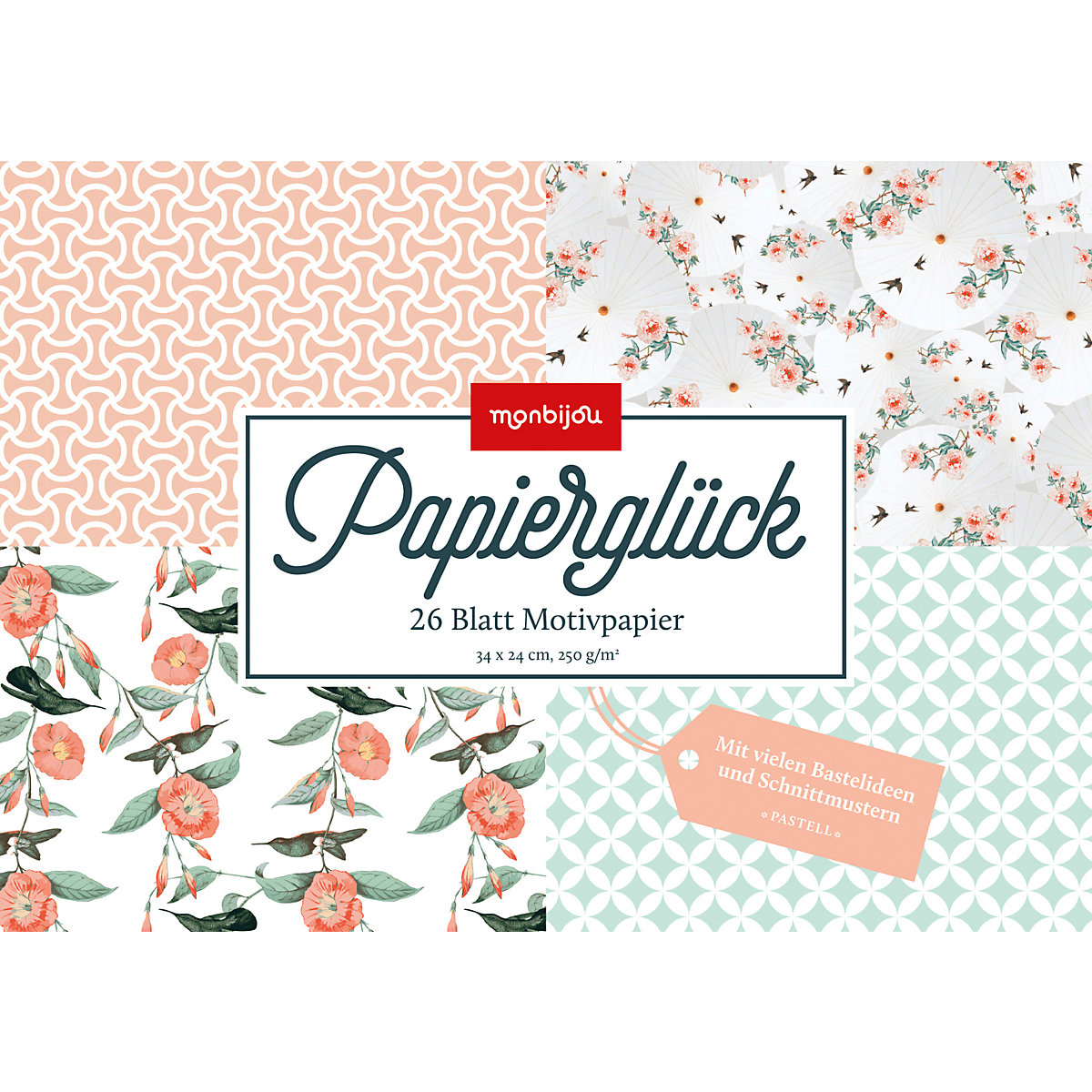 YO Papierglück - Design Pastell, Motivpapier, 24 Blatt 34 x 24 cm