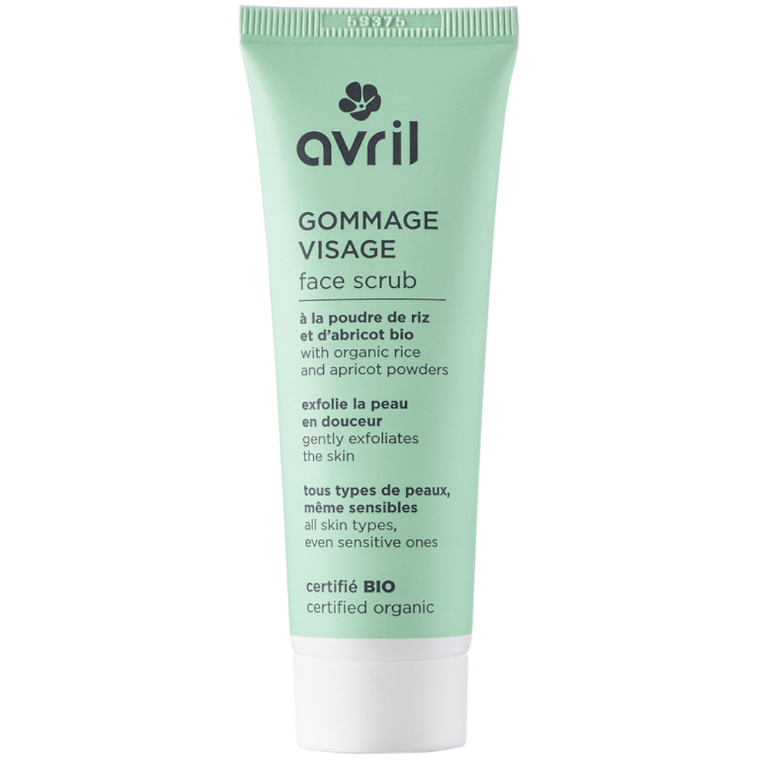 Avril à la Poudre de Riz et Noyau d'Abricot Gommage Visage - Certifié Bio