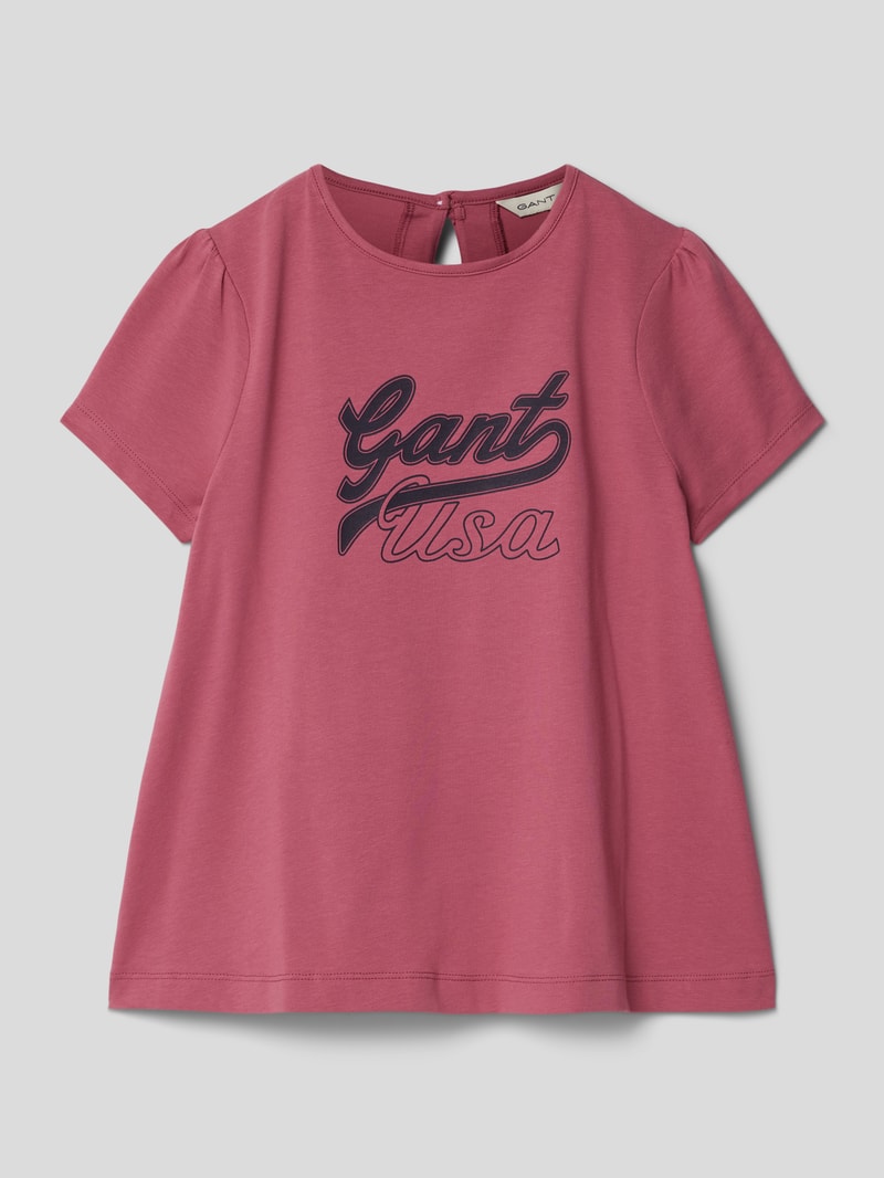 T-Shirt mit Label-Print Modell 'USA' in rosé