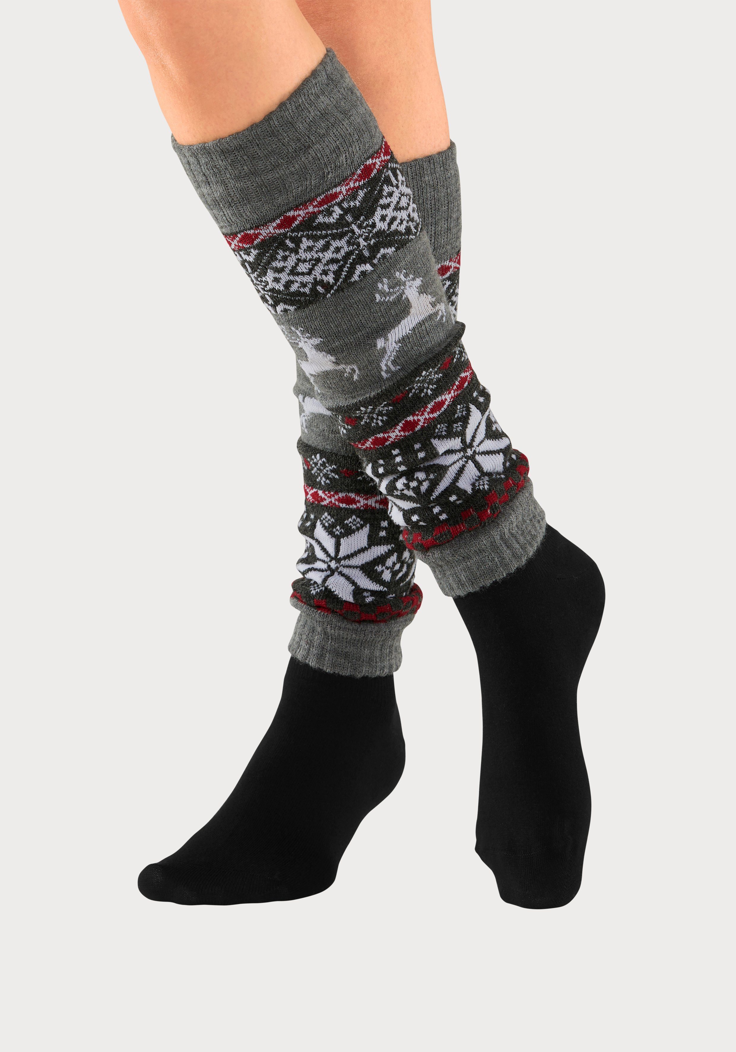 Lavana Beinstulpen mit eingestrickten Motiven