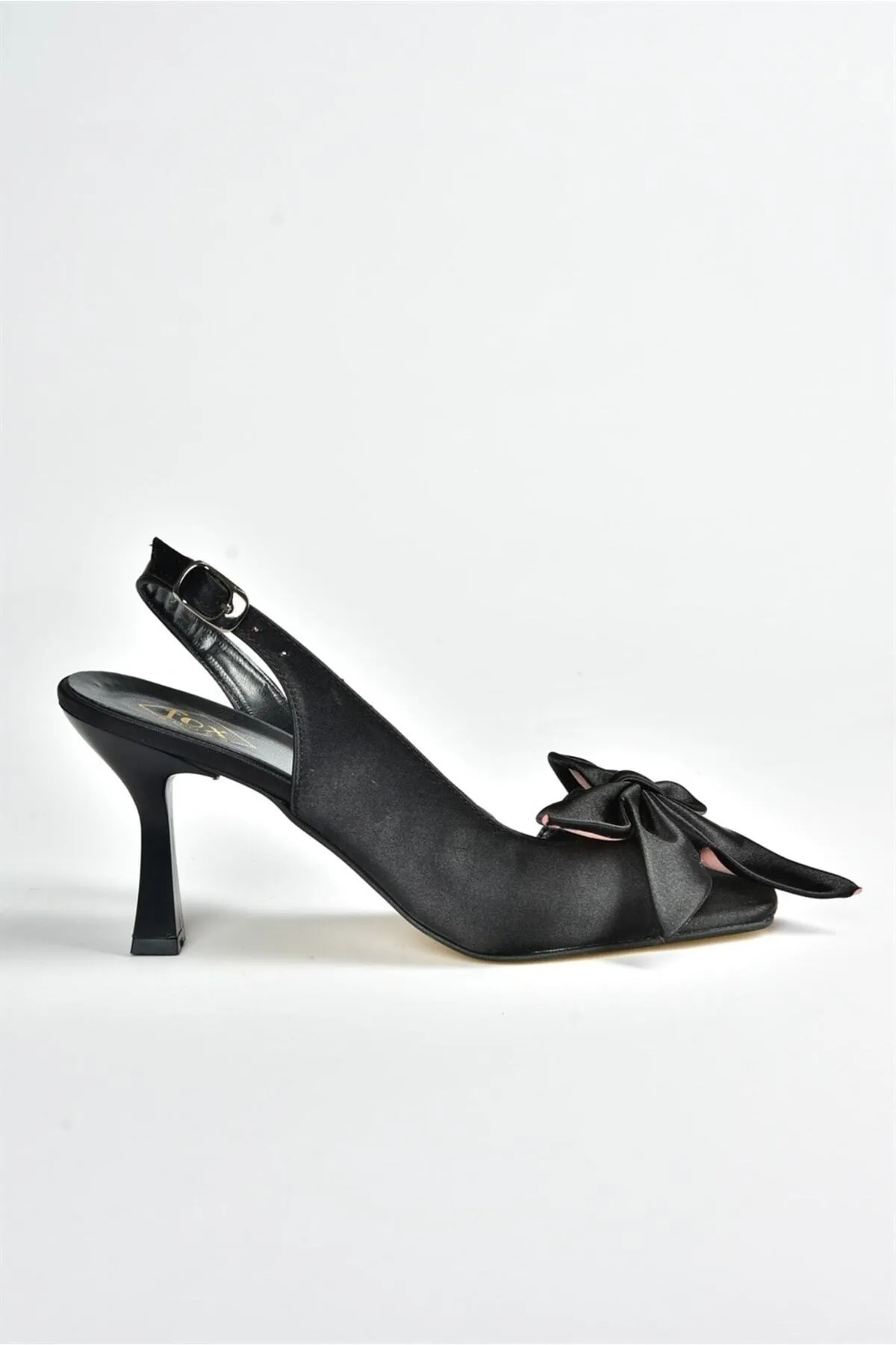 Fox Shoes  Schwarze Satinband-detaillierte Damenschuhe mit Absatz K749384904