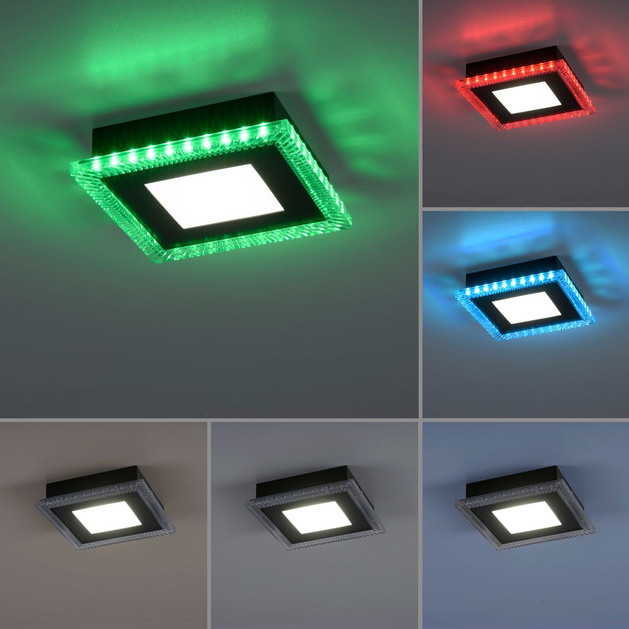 JUST LIGHT LED-Deckenleuchte ACRI, mit RGB Farbmodus, CCT, dimmbar, schwarz