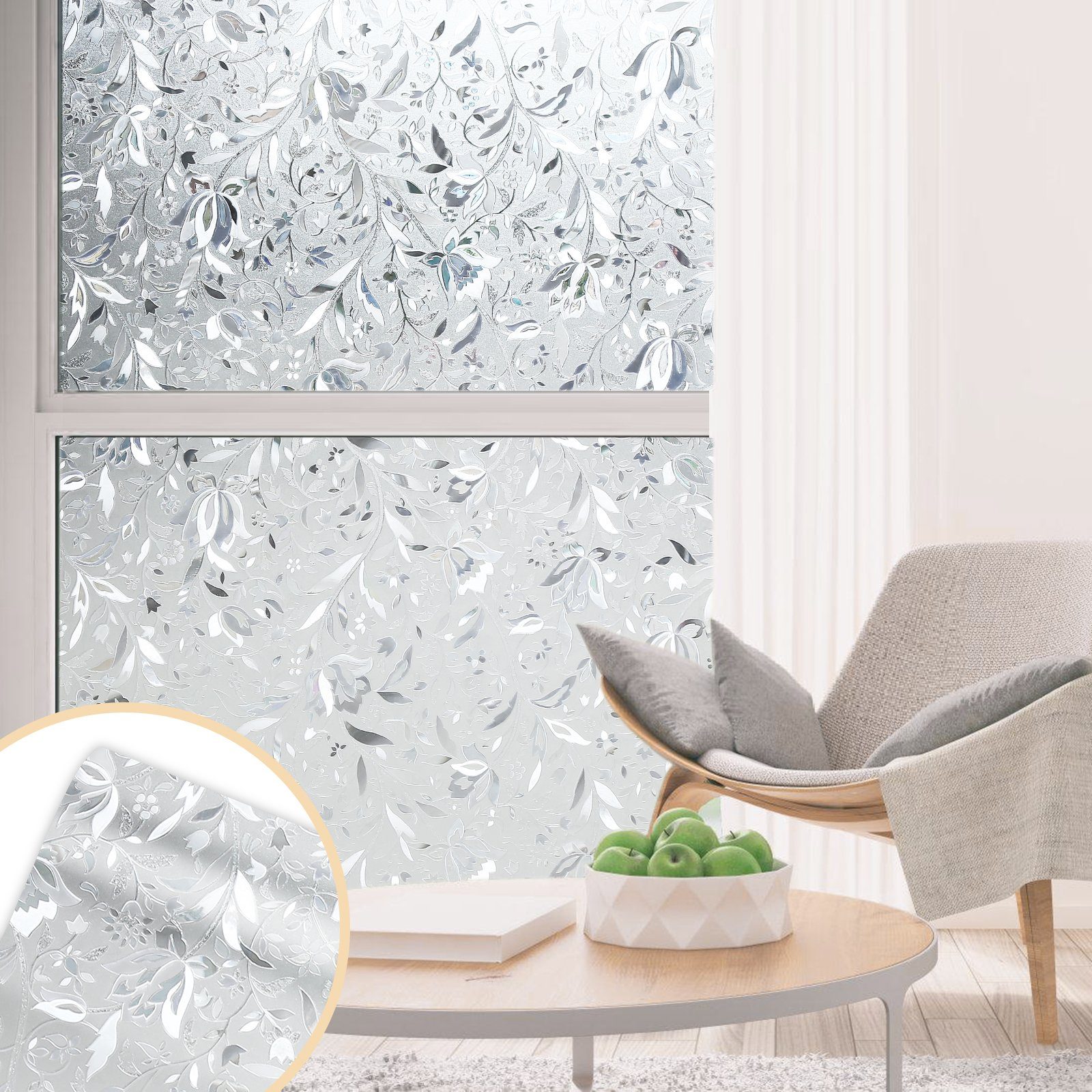 Fensterfolie Fensterfolie Milchglasfolie Sichtschutzfolie Fenster Selbstklebend, Gimisgu