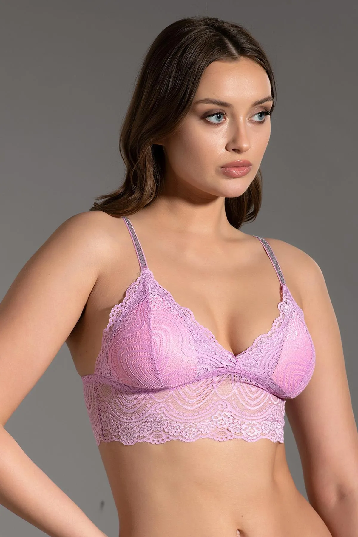 C&City  Bralette-BH aus gesteinigter Spitze C19009 Flieder