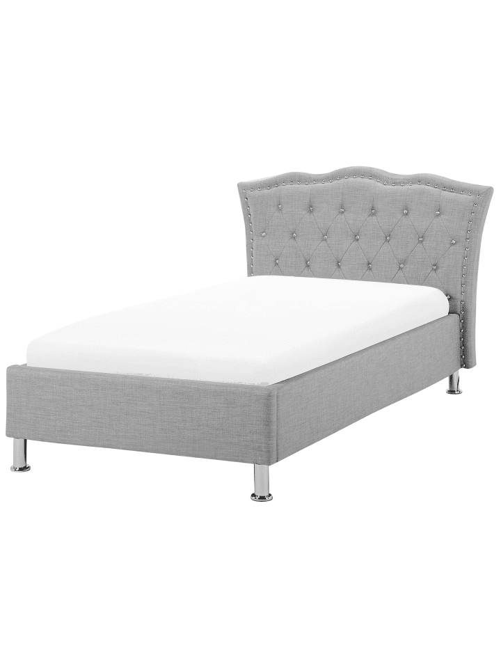 Beliani Einzelbett METZ in Grau/Silber - (W) 126 x (H) 102 x (L) 217 cm günstig kaufen onesize