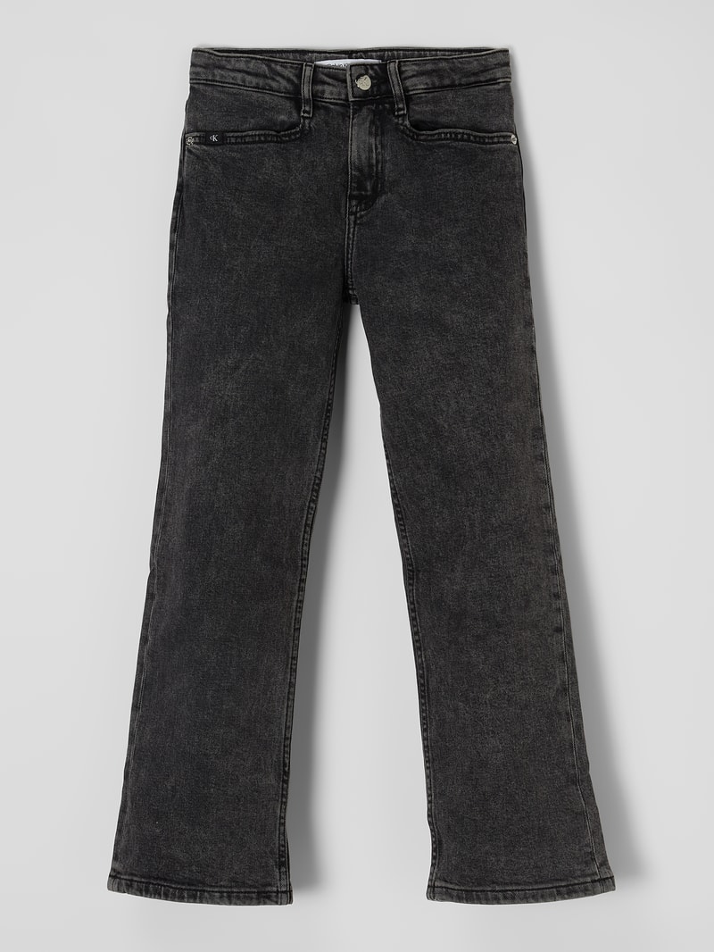 Jeans mit Stretch-Anteil in mittelgrau meliert