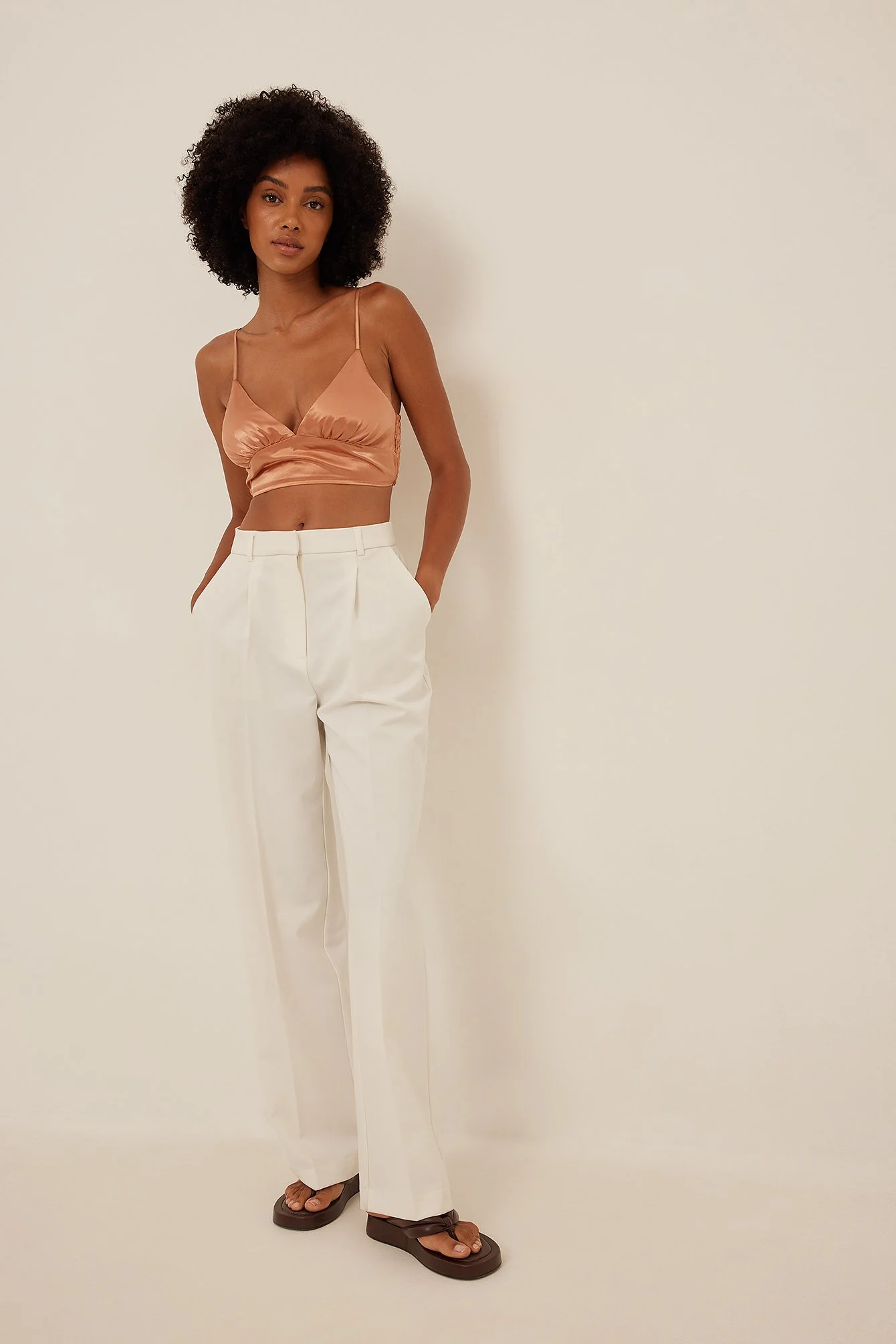 V-neck Thin Strap Satin Top