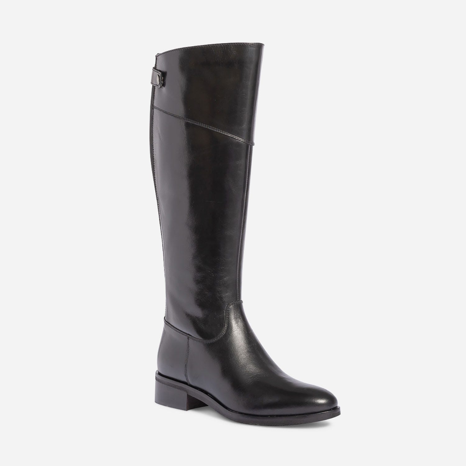 Botte noire en cuir glacé