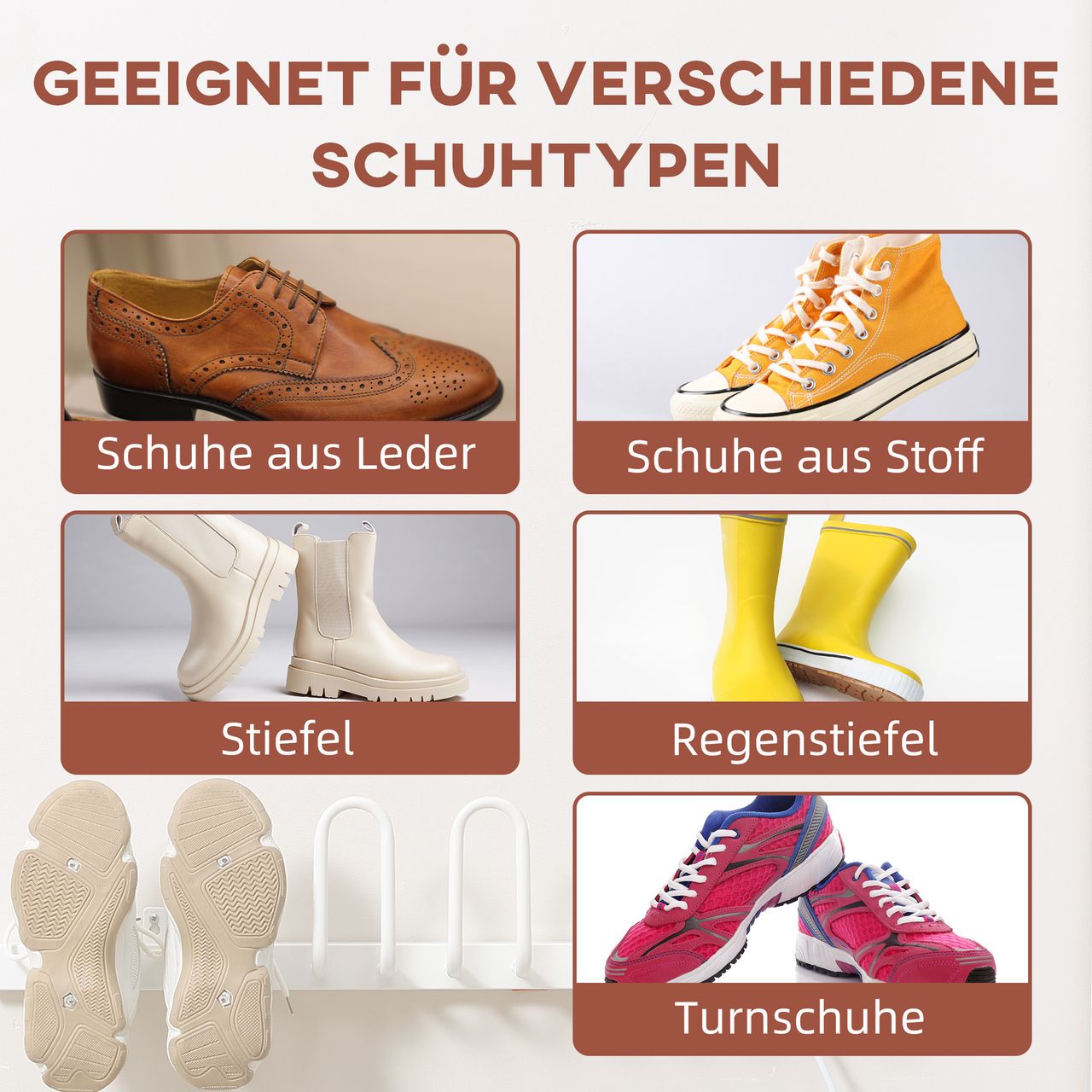 HOMCOM 60 W Elektrischer Schuhtrockner für 3 Paar Schuhe Wandmontage Haushalt