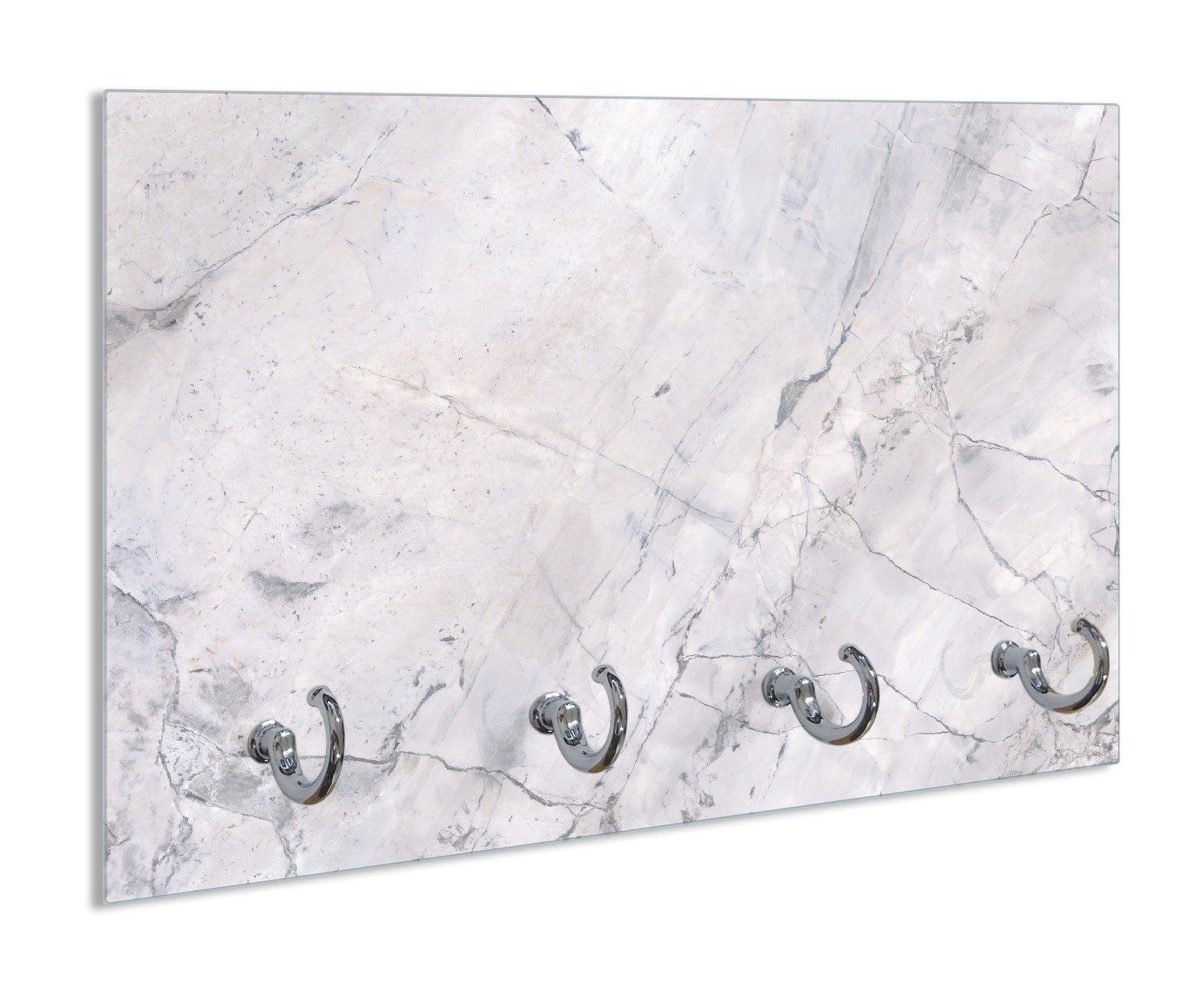 Wallario Schlüsselbrett Graue Marmor-Optik, (inkl. Aufhängeset), 30x20cm, aus ESG-Sicherheitsglas