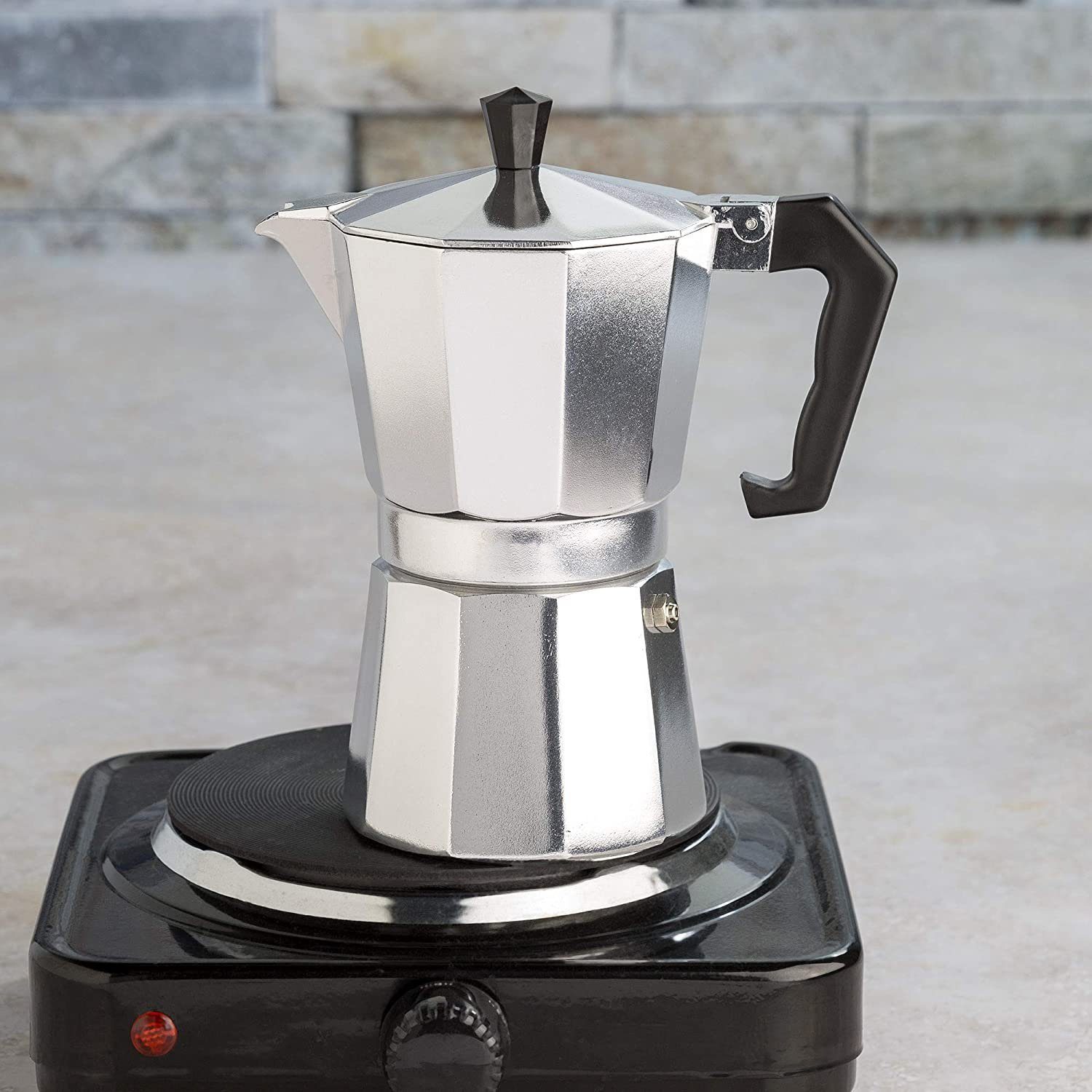 Faizee Möbel Espressokocher Espressokocher Mokka Premium Espresso Aluminium grau 12 Tassen 600 ml, 0.6l Kaffeekanne
