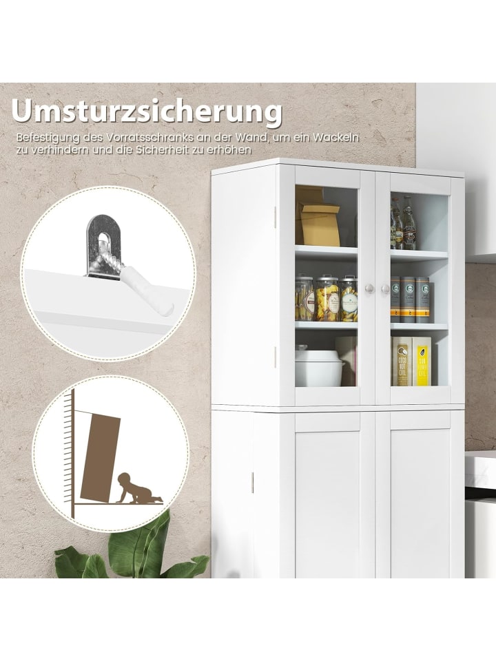 COSTWAY Küchenschrank 162cm in Weiß günstig kaufen onesize