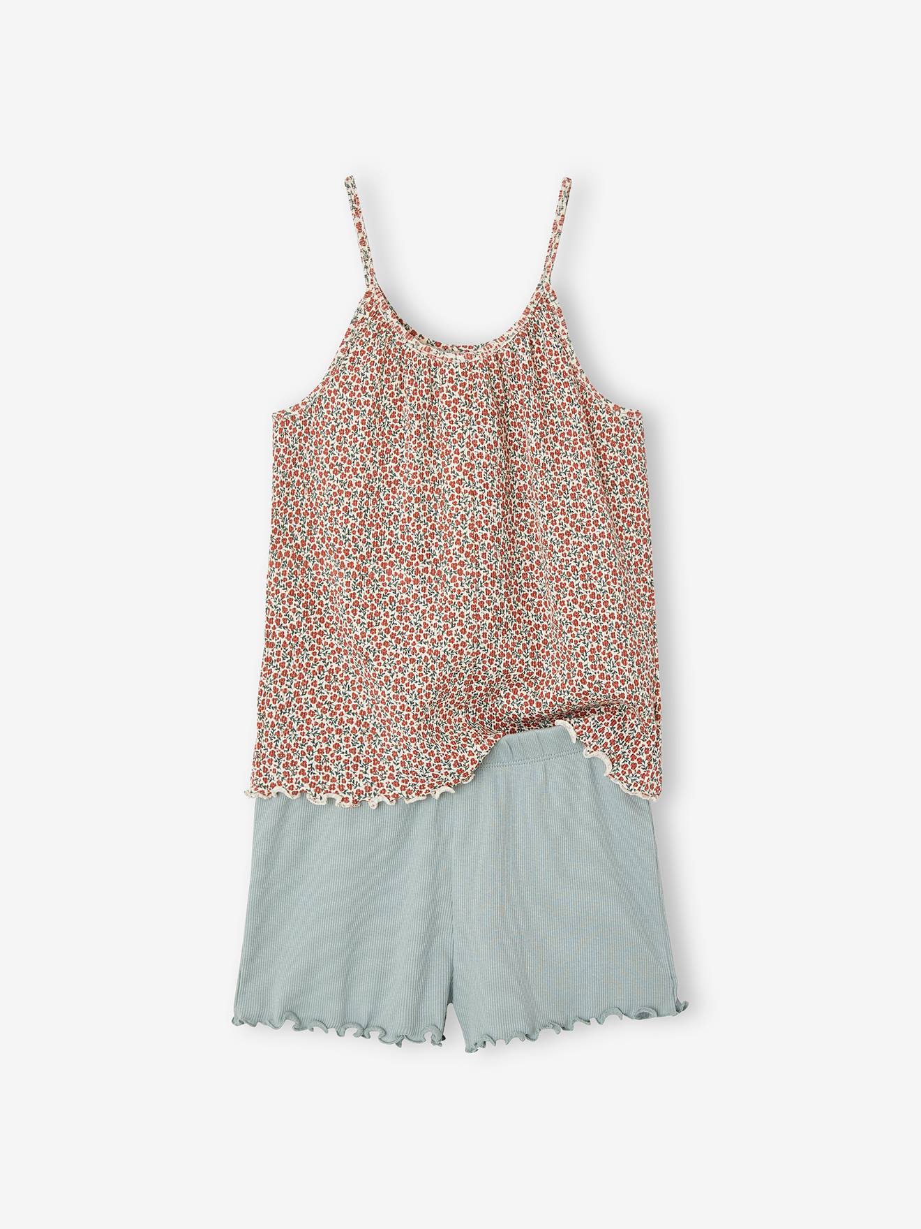 Vertbaudet 2er-Pack Mädchen Sommer-Schlafanzüge Oeko-Tex - graublau