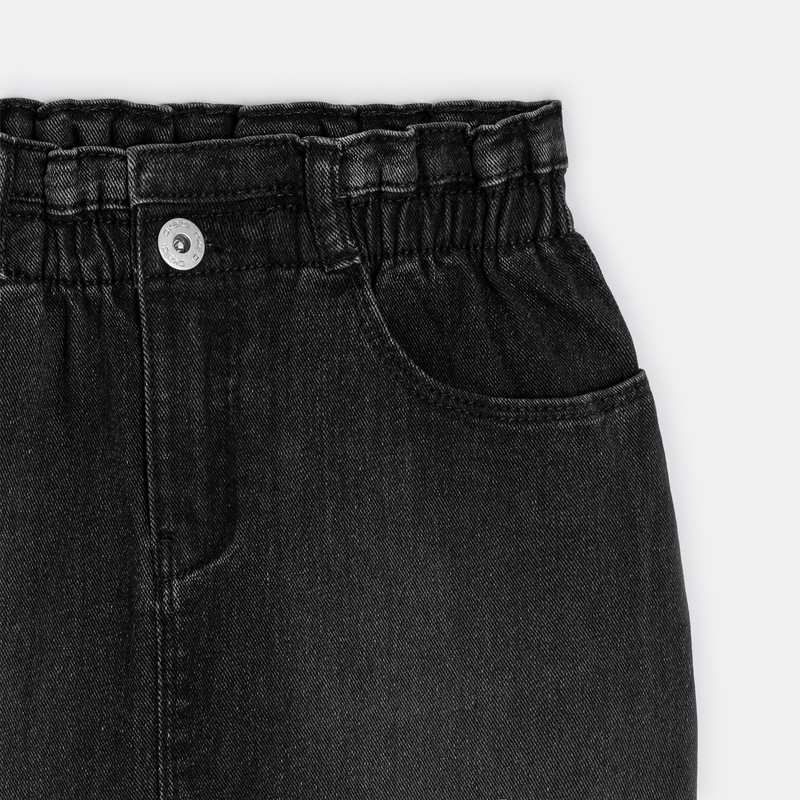 Mini-jupe en jean taille haute noire fille