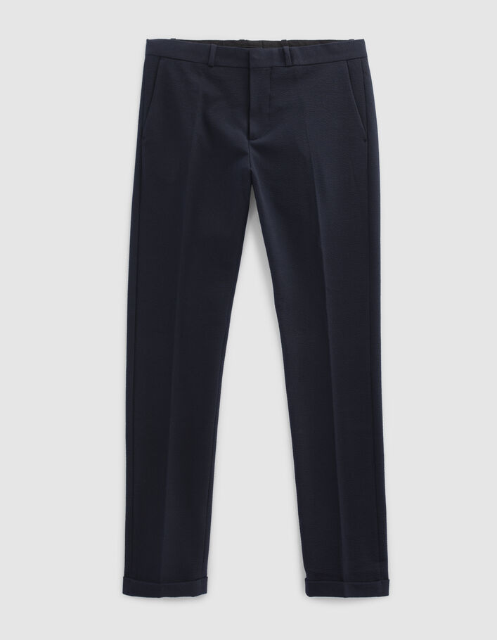 Pantalon de costume SLIM marine Seersucker Homme