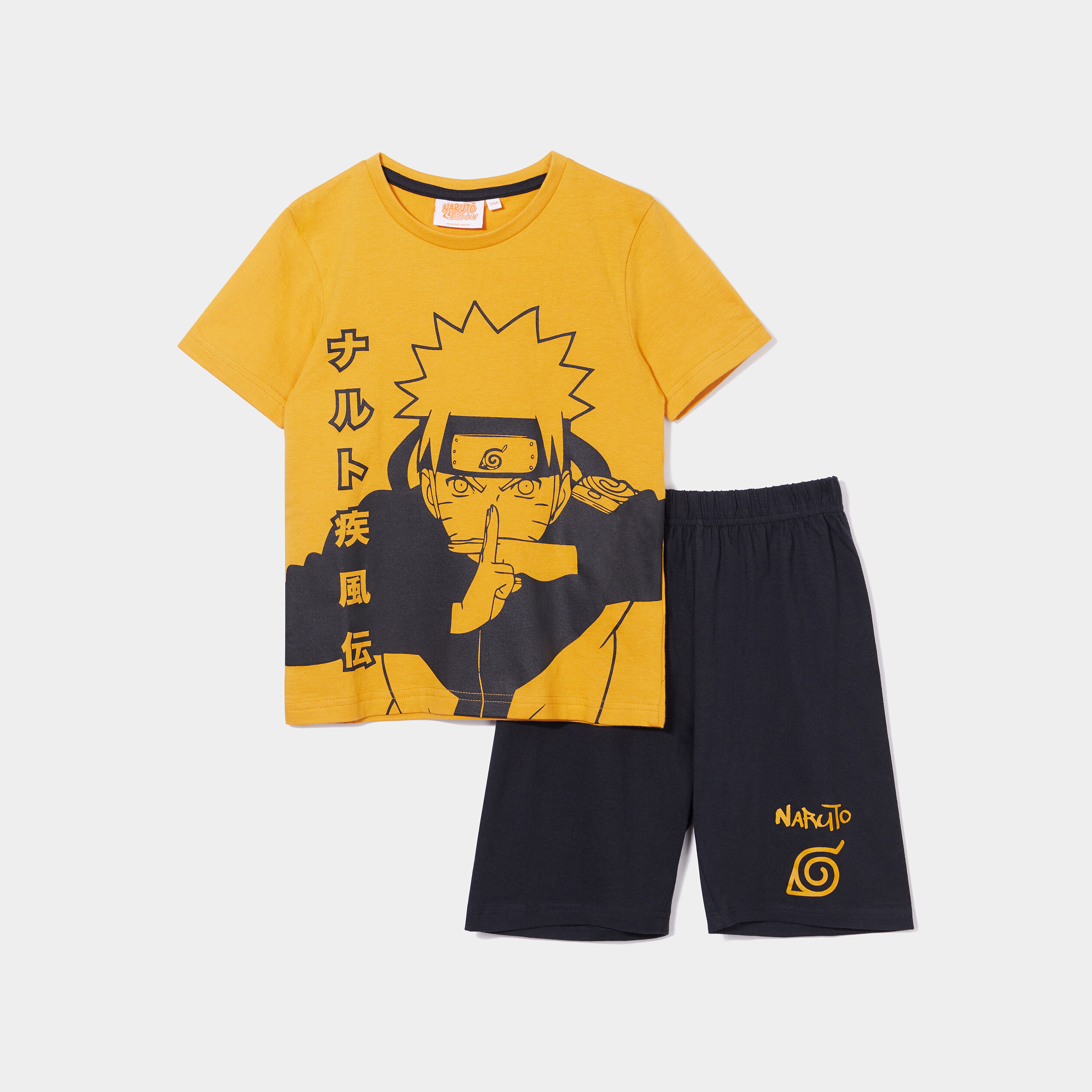 Ensemble pyjama short Naruto jaune moutarde garçon | La Halle