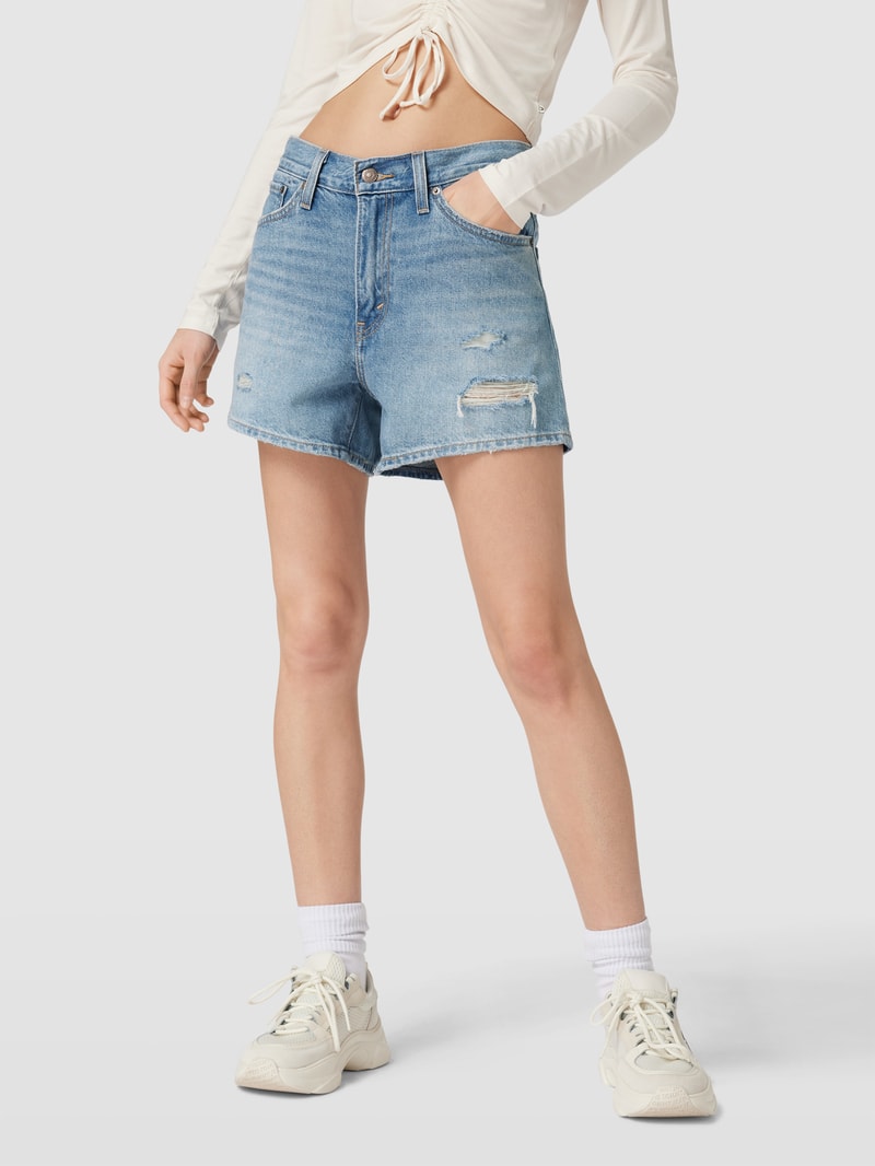 Jeansshorts im Destroyed-Look Modell 'MOM' in hellblau