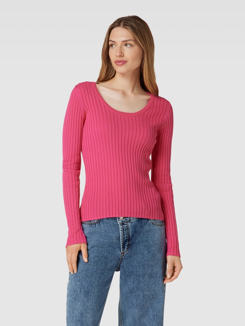 Longsleeve in Ripp-Optik in pink