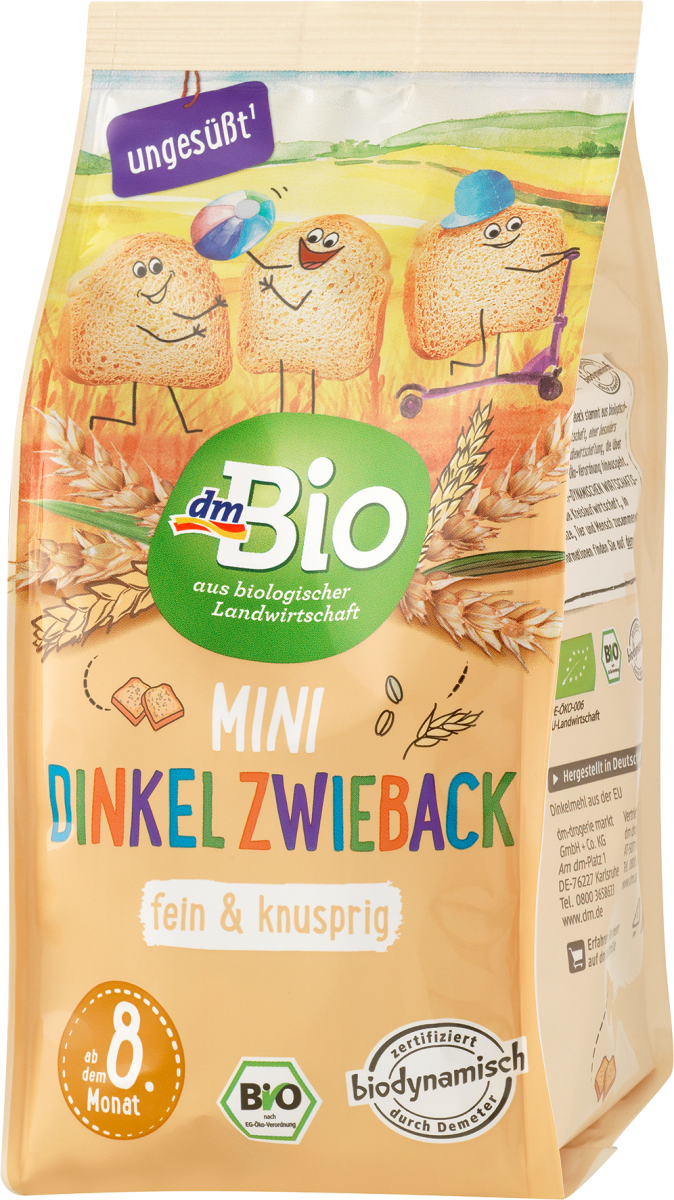 Babysnack Mini Dinkel Zwieback ab dem 8. Monat, Demeter, 100 g