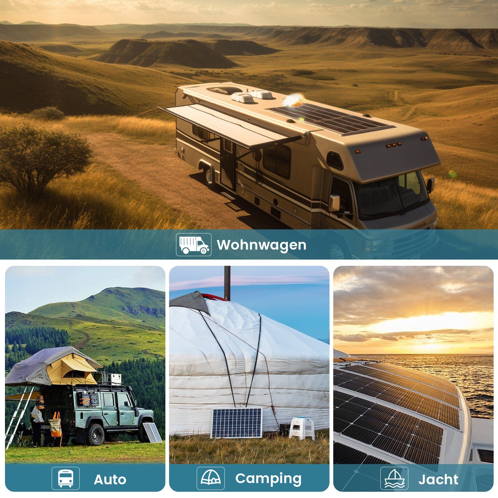kehot Solarmodul Biegbar 200W 18V Monokristallin Solarpanel Schindelzellen Solaranlage, Solaranlage Photovoltaik für 12V Akku Wohnmobil Auto Camper Garten