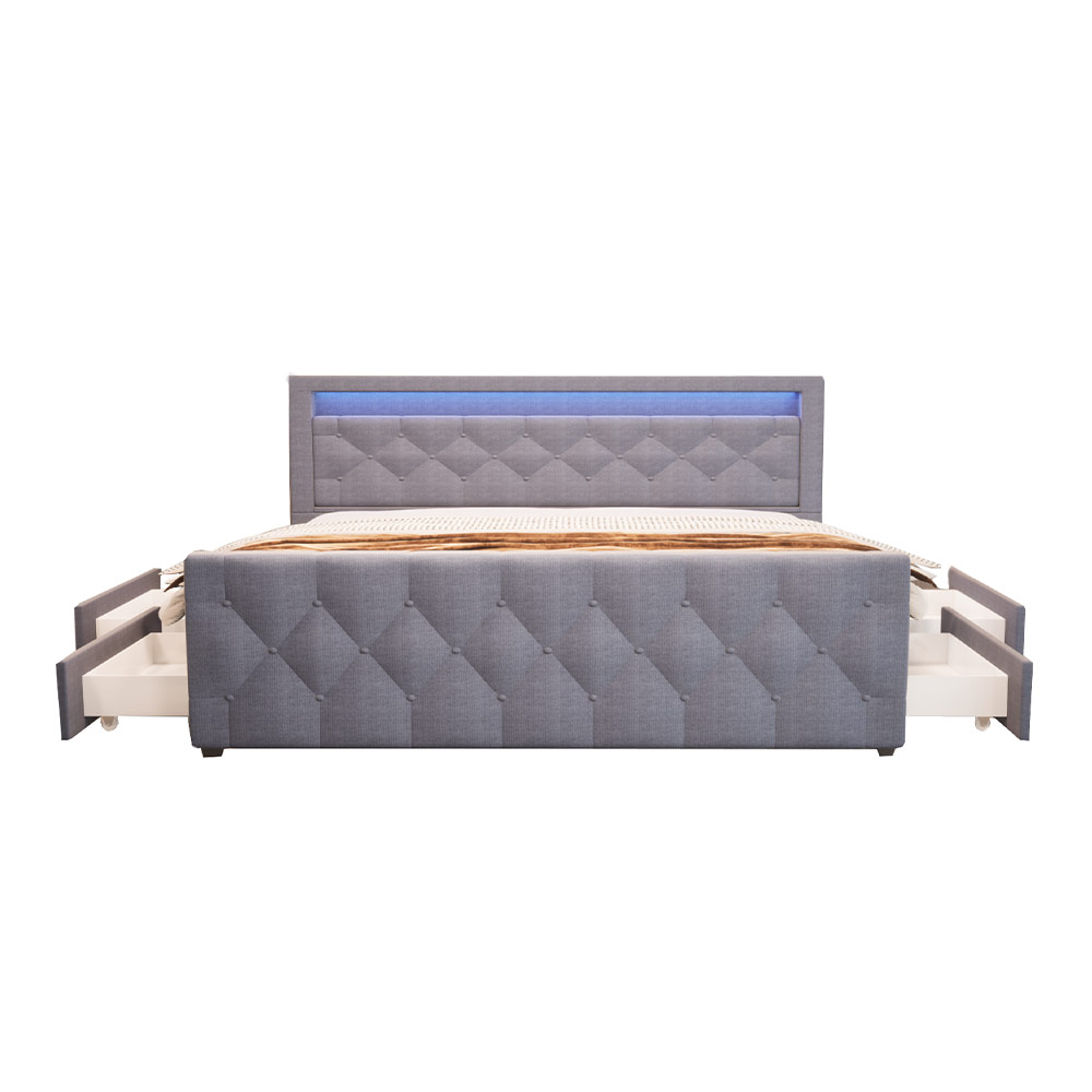 Home Deluxe HOME DELUXE Polsterbett VELARA inkl. Matratze und Topper 180 x 200 cm - Dunkelgrau