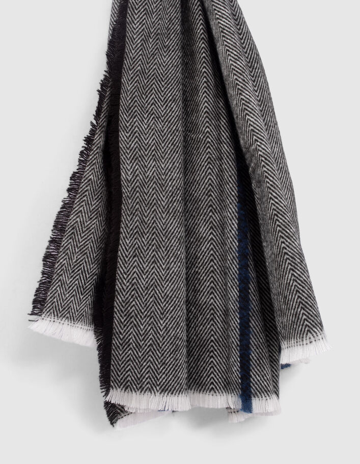 Echarpe grise motif chevrons et rayures indigo Homme