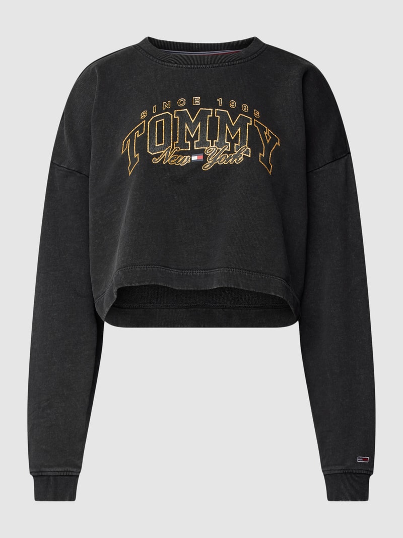 Sweatshirt mit Label-Print in schwarz