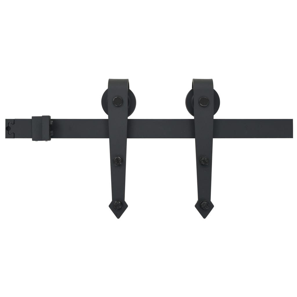 vidaXL Schiebetür Schiebetür-Beschlagsatz 183 cm Stahl Schwarz (1-St)