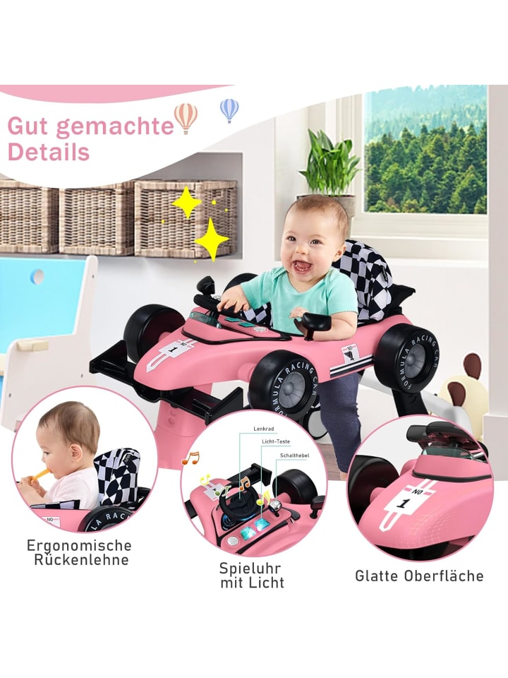 COSTWAY 4 in 1 Lauflernwagen in Rosa günstig kaufen 75 cm