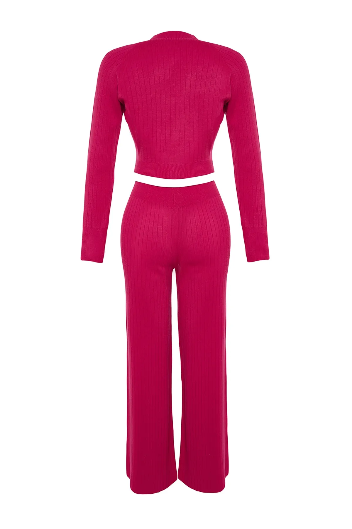 Trendyol Collection  Fuchsia Kurzes Strickoberteil und Unterteil-Set TWOAW24AU00033
