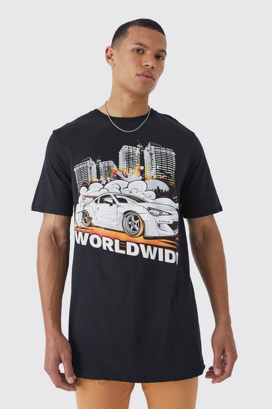 Tall T-Shirt mit Worldwide Auto Print
