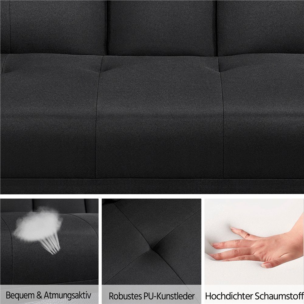 Yaheetech Schlafsofa Klappbares Couch Sofa mit Schlaffunktion Bettsofa, Liegefläche von 167 × 94 cm fürs Wohnzimmer/Schlafzimmer/Gästezimmer