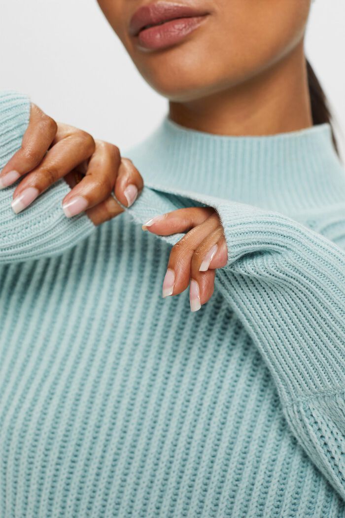 Rippstrickpullover mit Stehkragen