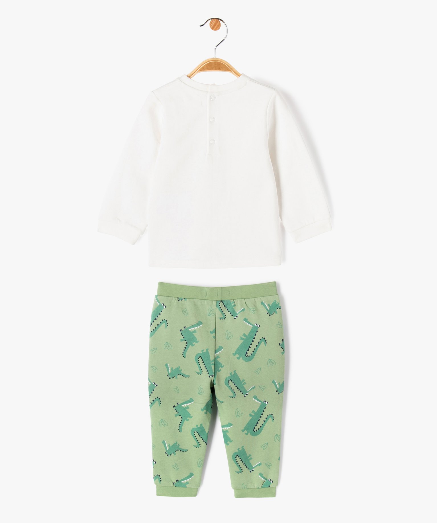 Pyjama 2 pièces en molleton imprimé bébé ecru | GEMO
