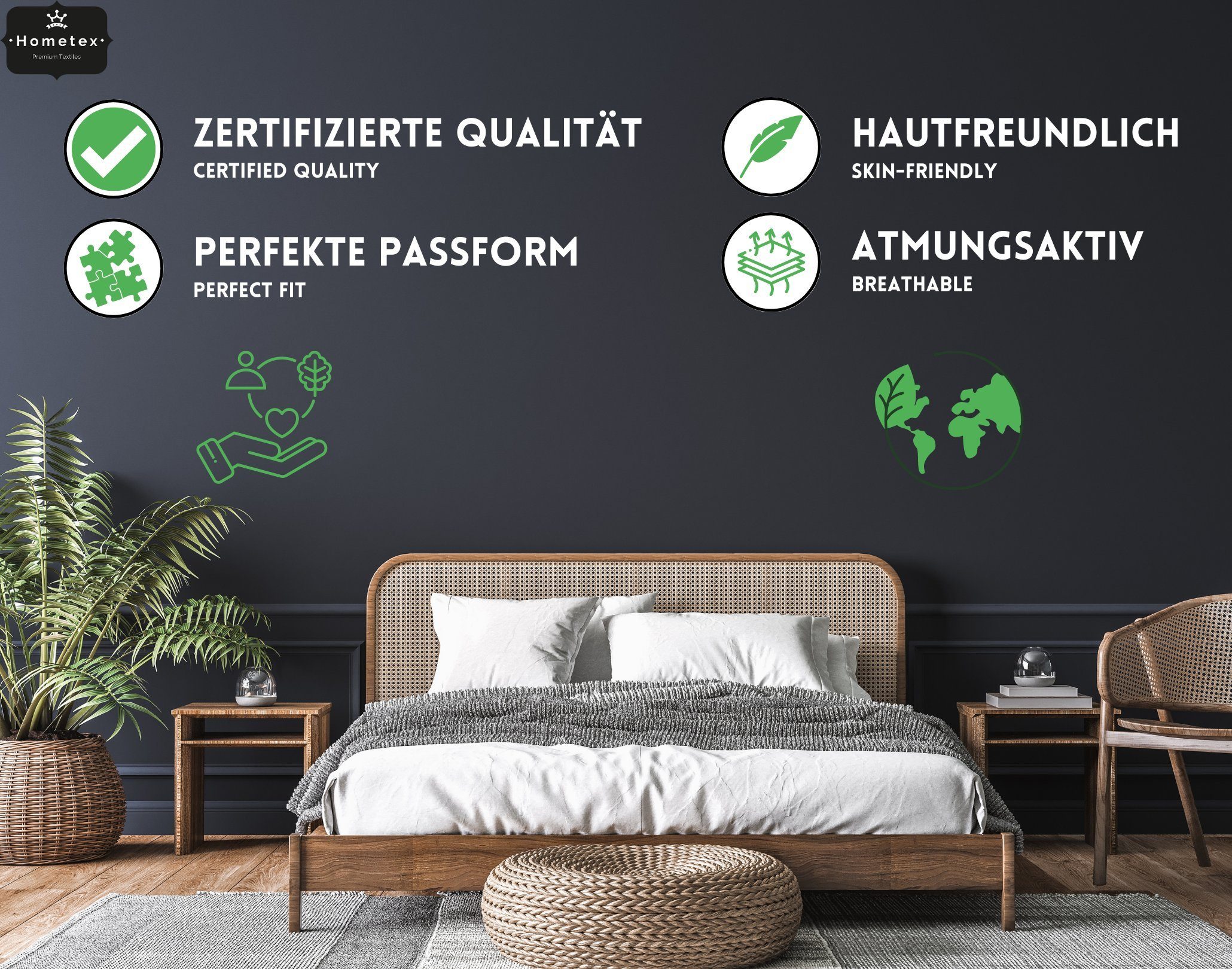 Spannbettlaken Exclusive Spannbettlaken Spannbetttuch bis 25 cm Steghöhe, Bettlaken aus 100% Baumwolle, Premium Qualität - Feinste Baumwolle 160 g/m², Hometex Premium Textiles, Jersey, Gummizug: rundum
