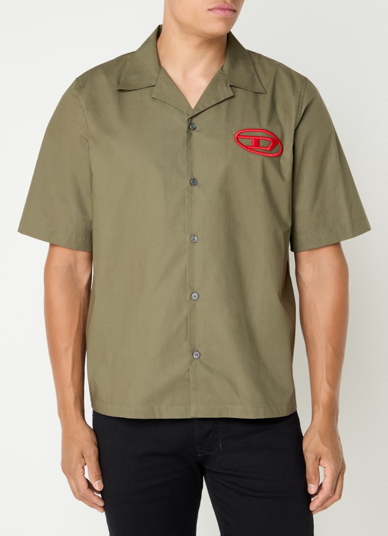 Tricou Diesel S-Mac-C cu croială clasică și logo brodat.