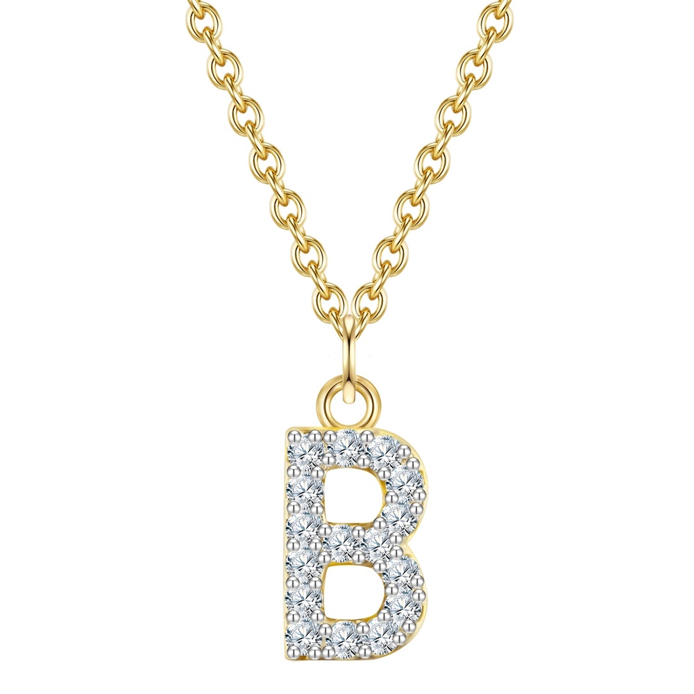 Glanzstücke München Collier en argent Lettre B Argent sterling Oxyde de zirconium (CZ) en Or jaune collier