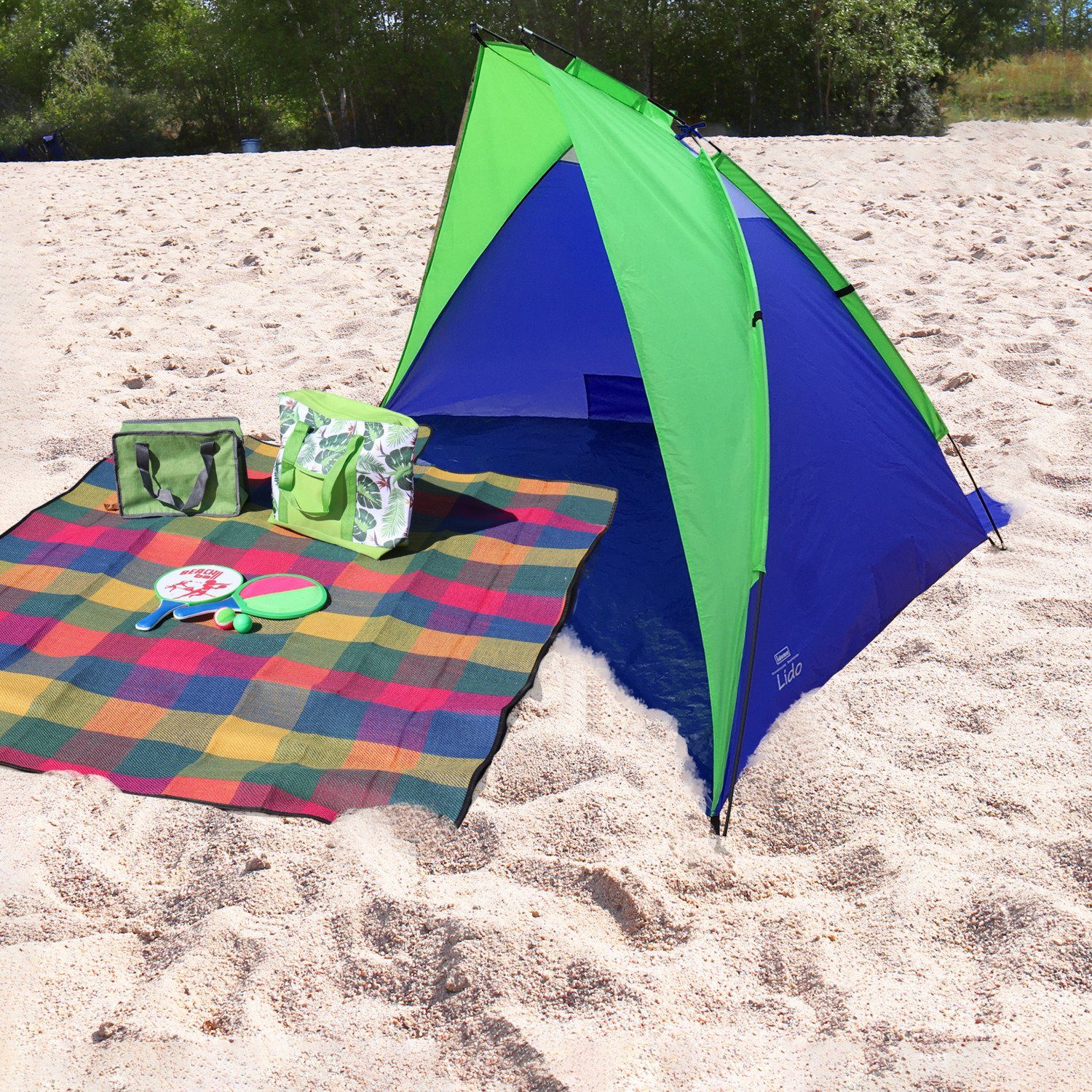 Idena Strandmuschel Idena 40321 - Strandmuschel Lido mit UV Schutz 40+, ca. 2,7 x 1,2 x