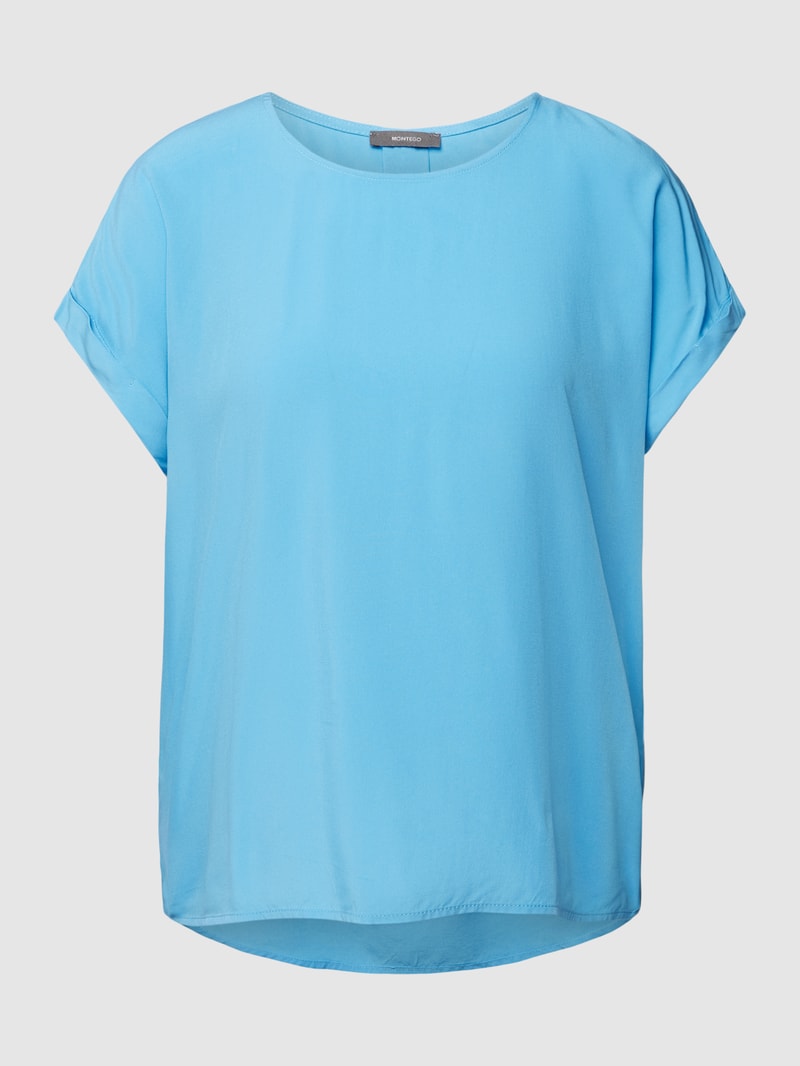 Blusenshirt aus reiner Viskose mit Kellerfalte in blau