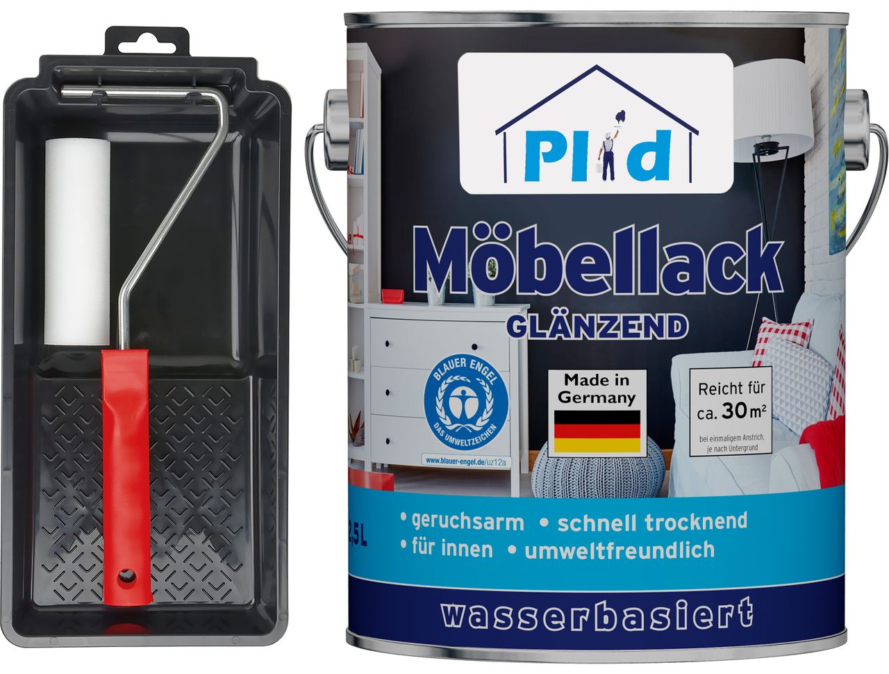Plid Premium Möbellack Weisslack Türenlack Holzlack Lackierset Weiß - Glänzend