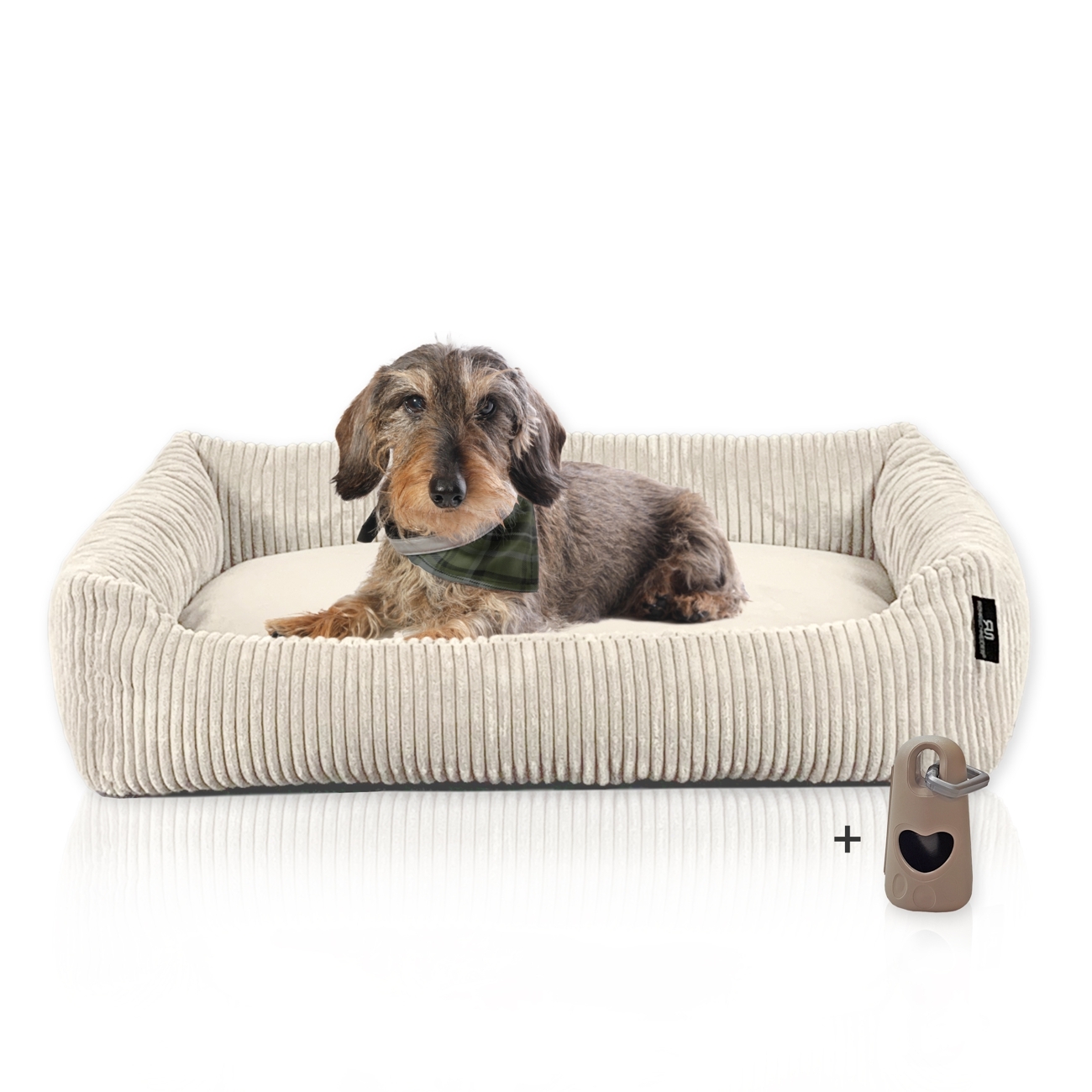 Rohrschneider Hundebetten Rohrschneider Hundebett mit Gratis-Beigabe, waschbar, robuster Breit-Cordstoff beige