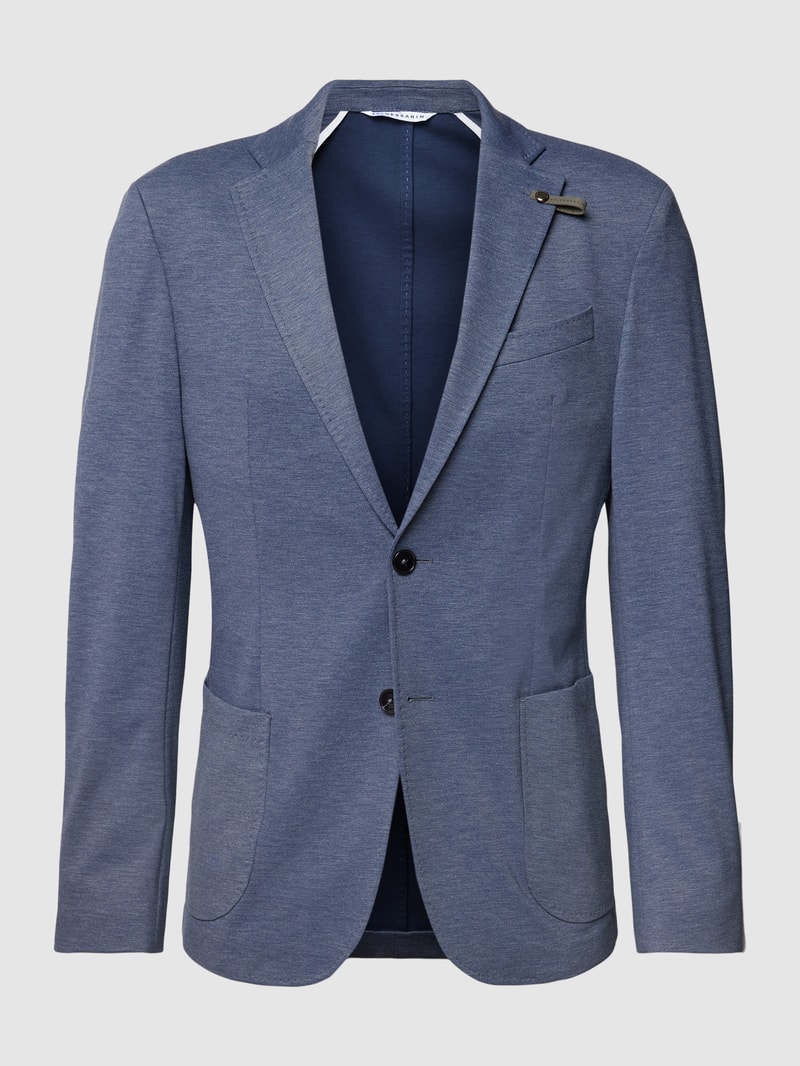 Slim Fit 2-Knopfsakko mit Anstecknadel Modell 'Seba' in blau