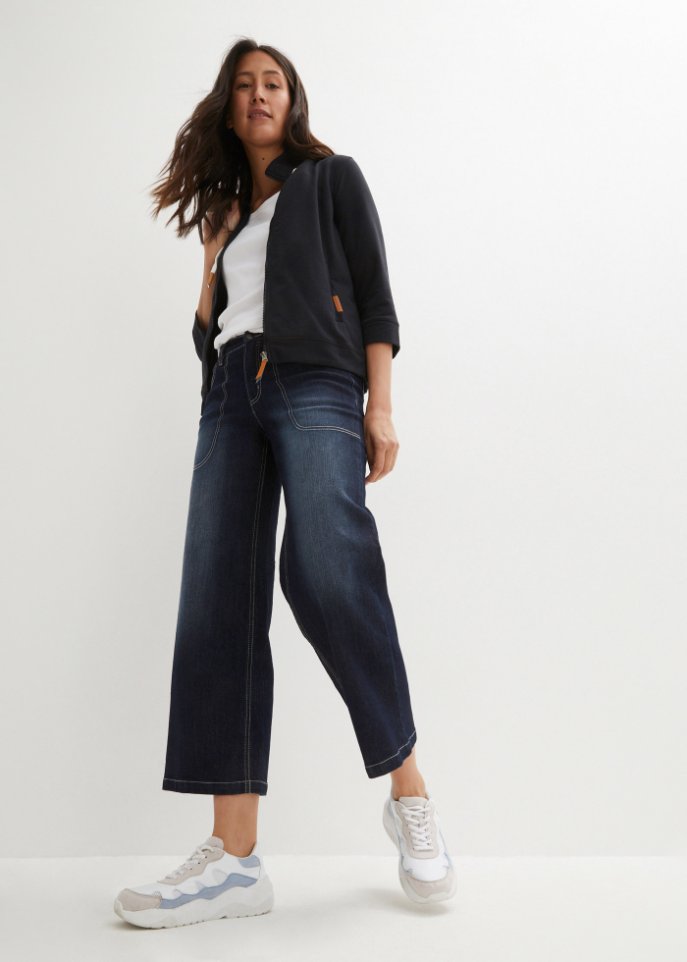 Lockere Sweatjacke, 3/4-Arm