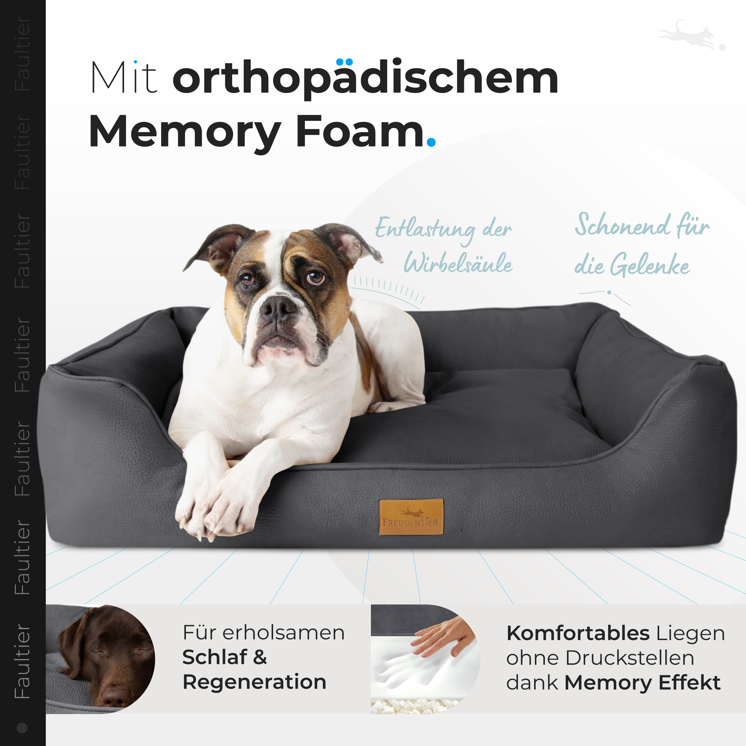 Freudentier Hundebetten Freudentier orthopädisches Hundebett anthrazit L