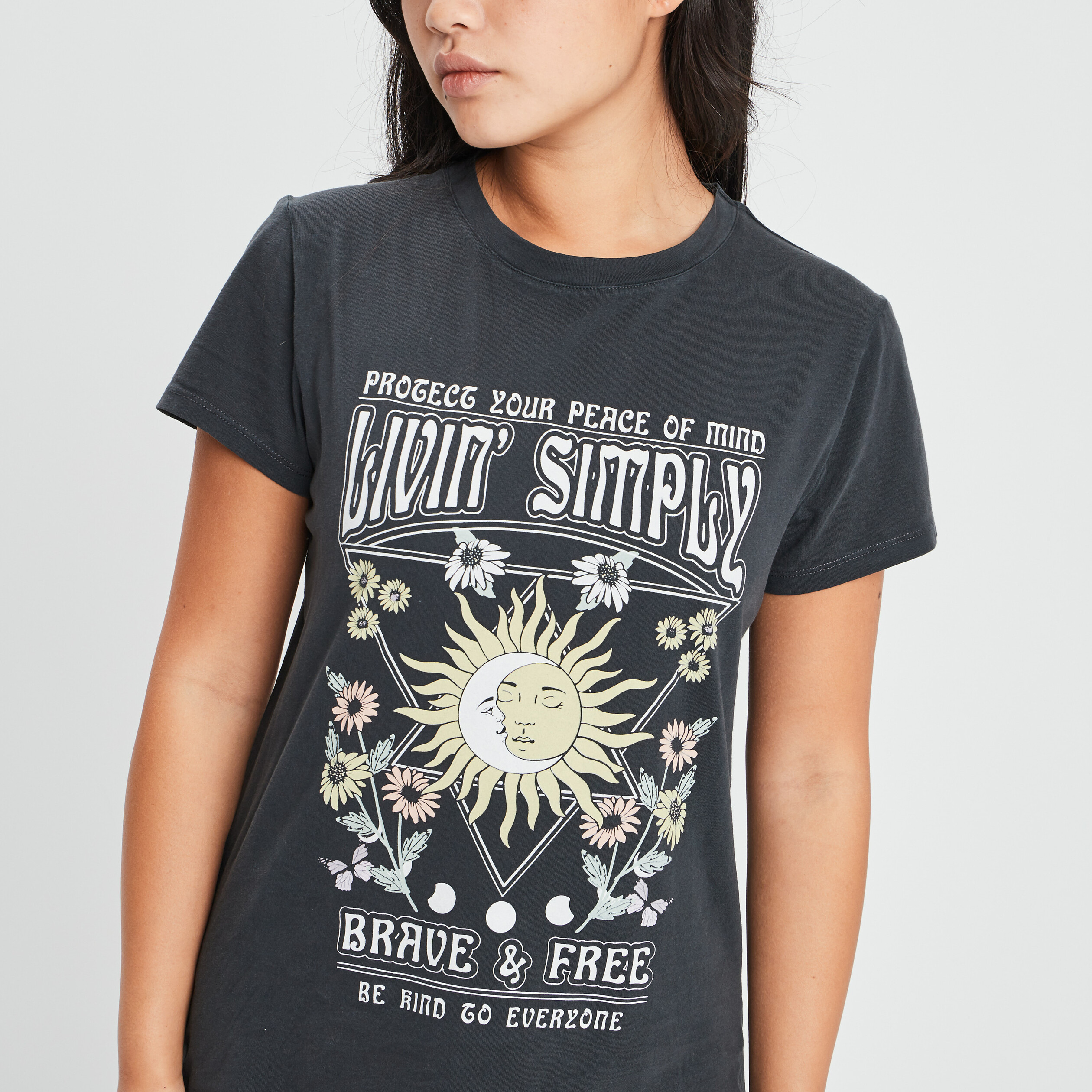 T-shirt manches courtes gris foncé femme | La Halle