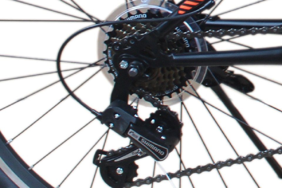 Talson Kinderfahrrad 20 Zoll MTB mit, 18 Gang Shimano, Kettenschaltung, mit Beleuchtung nach StVZO und Gabelfederung Schwarz